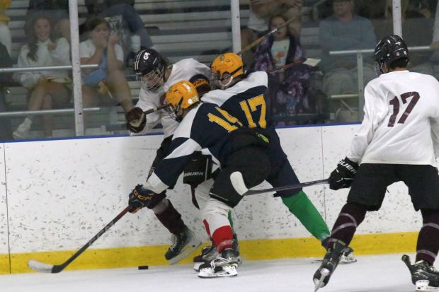 The Riverview Gabriel Richard ice hockey team earned a 2-0...