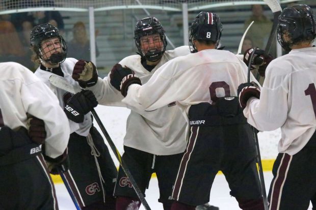 The Riverview Gabriel Richard ice hockey team earned a 2-0...
