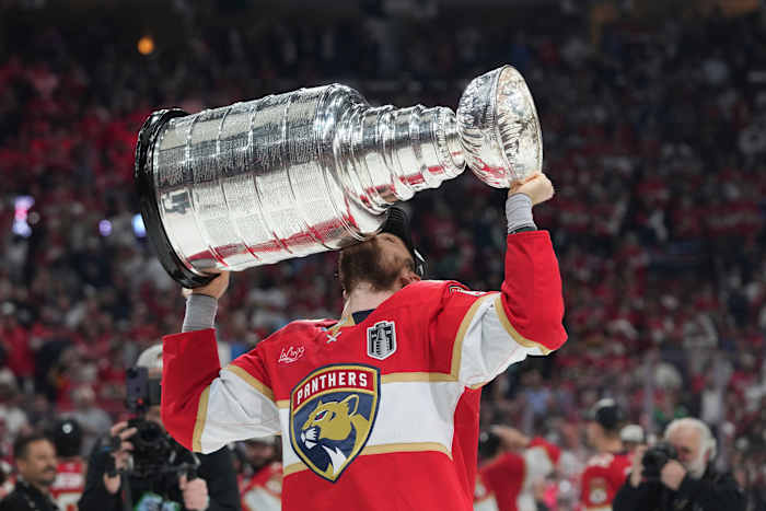 Stanley Cup endures a little damage as the repeat-champion Florida Panthers celebrate