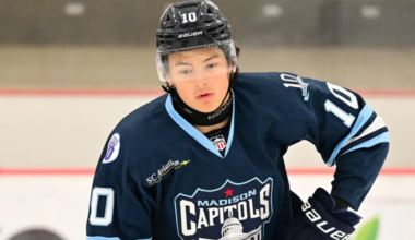 Ryker Lee skating for the Madison Capitols
