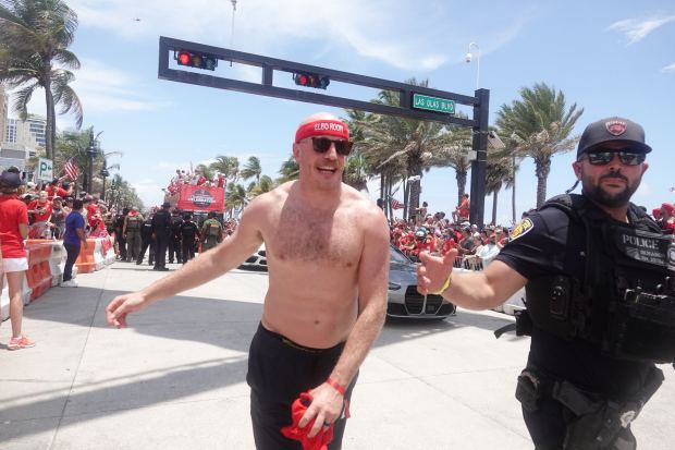 Nate Schmidt of the Florida Panthers revels in the glory...