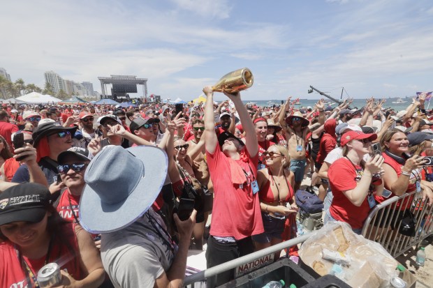 Florida Panthers players and their families partied with fans at...