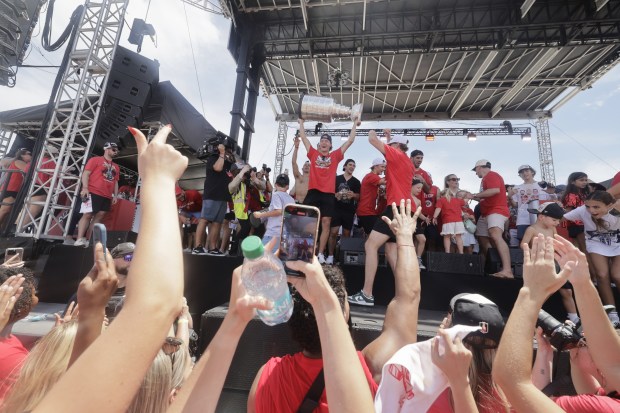 Florida Panthers players and their families partied with fans at...
