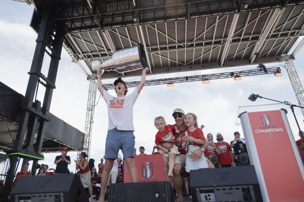 Florida Panthers players and their families partied with fans at...