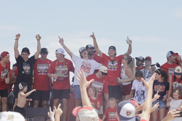 Florida Panthers players and their families partied with fans at...