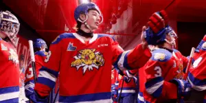 Caleb Desnoyers of the Moncton Wildcats