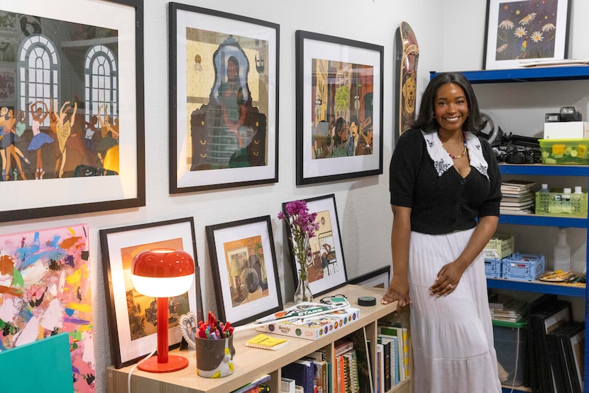 Artist Tatyana Alanis, pictured in her home studio in Fort Worth, has a breadth of work and...