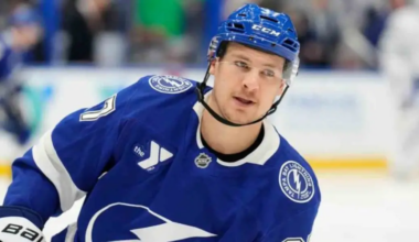 Yanni Gourde skating for the Tampa Bay Lightning