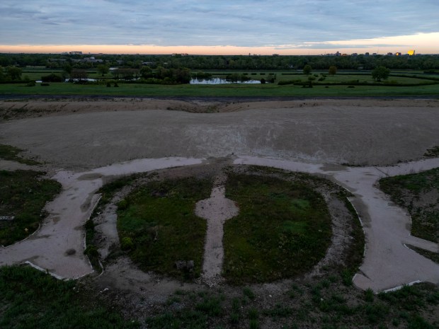 The former paddock is marked by a circle and cross...