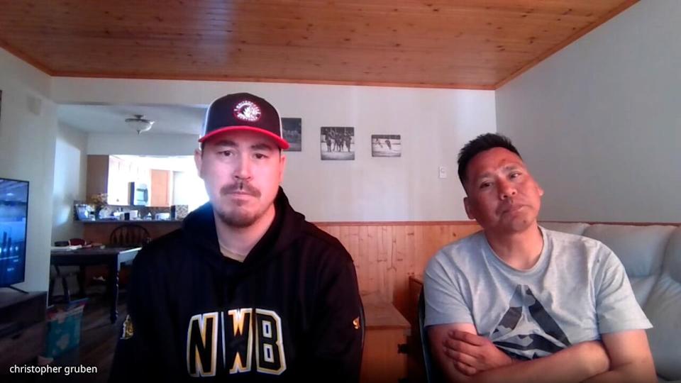 Chris Gruben, left, and Gary Jerome moved from the Mackenzie Delta so their sons could play competitive hockey. They say the decision was difficult, but there isn't enough resources in Inuvik and Fort McPherson. 