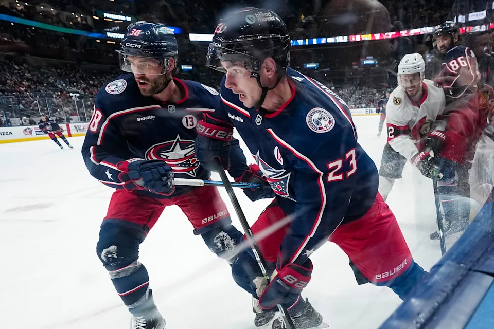 Center Sean Monahan had 19 goals, 38 assists and 57 points in 54 games with the Blue Jackets this season.