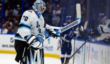 Utah Hockey Club’s Karel Vejmelka shows fatigue after 15 consecutive starts