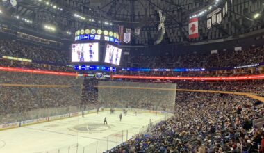 The Sabres playing at the KeyBank Center in downtown Buffalo. (Ryan Beiter/Spectrum News 1 Photo)