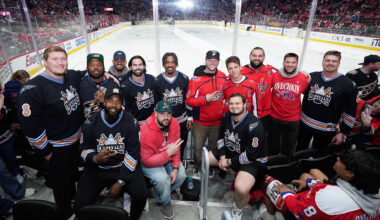Jayden Daniels hypes up fans during Capitals-Canadiens game