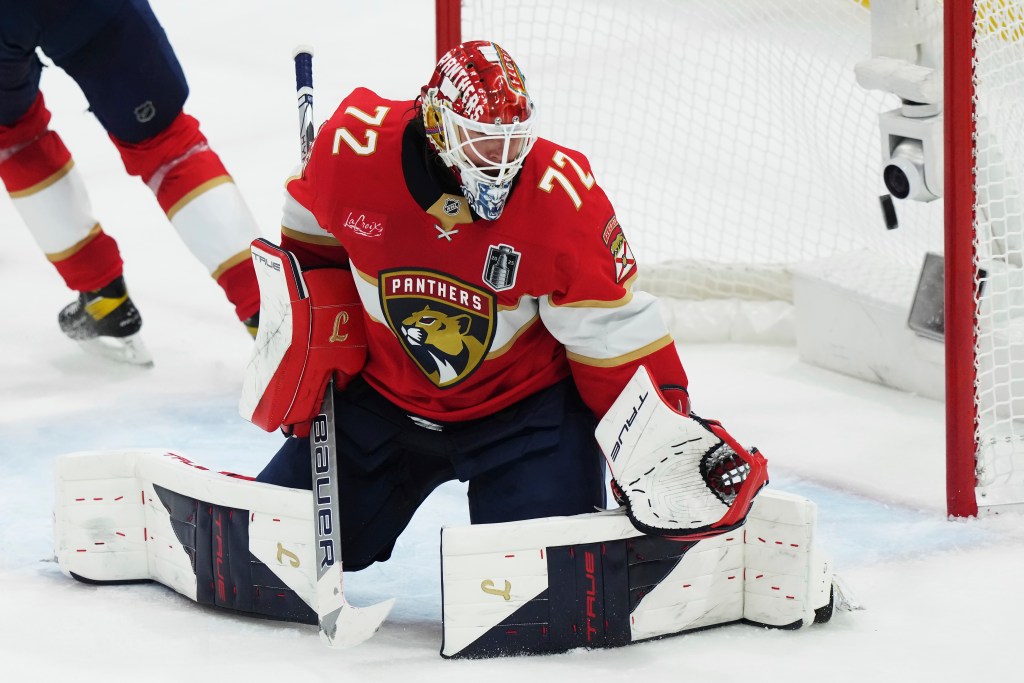 Florida's Sergei Bobrovsky makes a save in Game 4 of the Stanley Cup Final