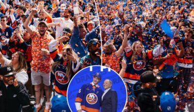 Islanders fans celebrate in grand fashion at 2025 NHL Draft party at UBS Arena