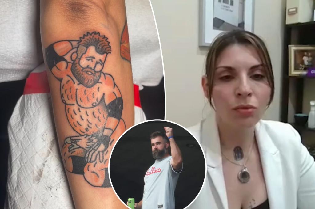 Giants fan reveals why she got naughty Jason Kelce tattoo