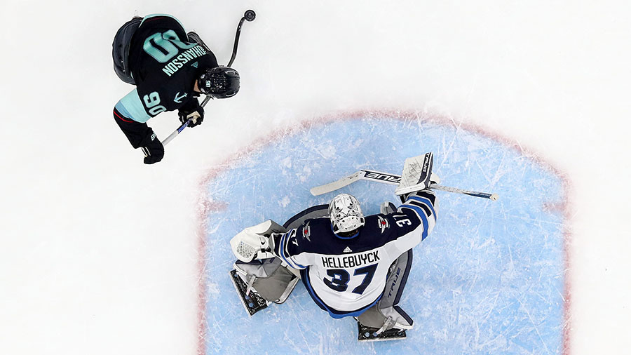 NHL awards Connor Hellebuyck Marcus Johansson Seattle Kraken Winnipeg Jets...