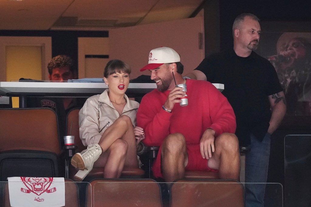 Taylor Swift and Travis Kelce at an NHL Stanley Cup Final game.
