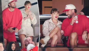 Taylor Swift, Travis Kelce sport cutely coordinated sweatsuits on NHL date night