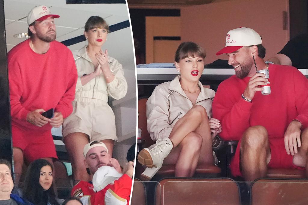Taylor Swift, Travis Kelce sport cutely coordinated sweatsuits on NHL date night