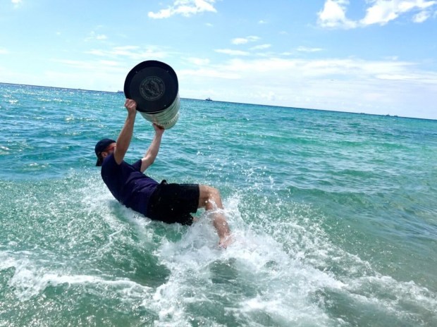 Florida Panthers Matthew Tkachuk celebrates winning the the Stanley Cup...