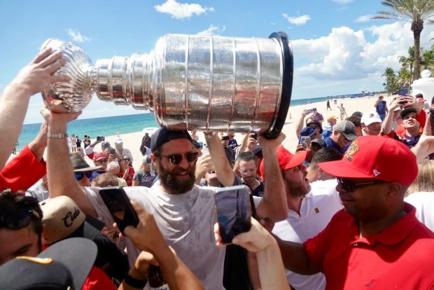 Florida Panthers Aaron Ekblad heads to the Atlantic Ocean as...