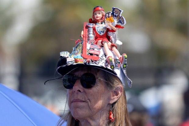 Fans celebrate at Fort Lauderdale beach as the Florida Panthers’...