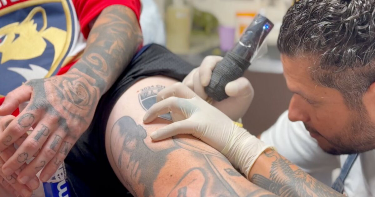 Panthers superfan adds iconic tattoo to his collection