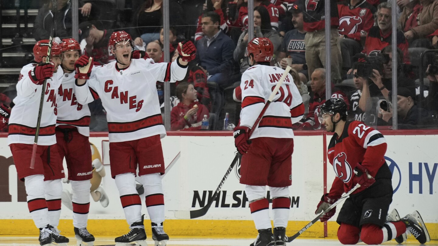 Svechnikov scores 3 goals as Hurricanes beat Devils 5-2 to take 3-1 series lead