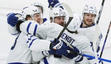 Benoit scores in OT to give the Maple Leafs a 3-2 win over the Senators and a 3-0 series lead
