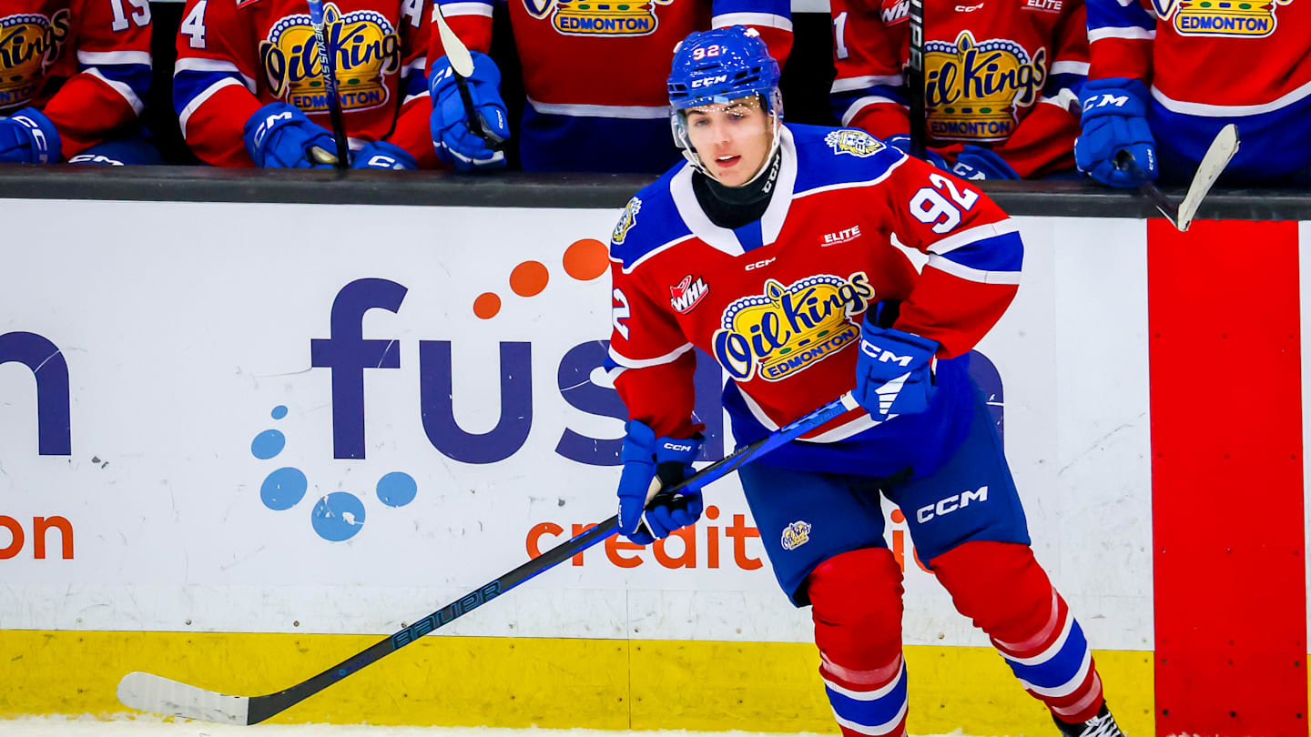 Miroslav Holinka at Edmonton Oil Kings v Brandon Wheat Kings