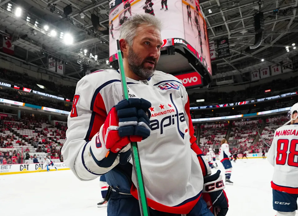 Washington Capitals left wing Alex Ovechkin (8) comes off the ice after warmups.James Guillory-Imagn Images