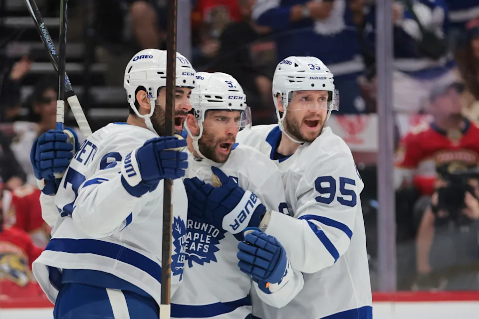 Toronto Maple Leafs free-agent center Max Pacioretty (67) during a goal celebration.Oilers Urged to Pursue Maple Leafs Free Agent to Bolster Forward Depth