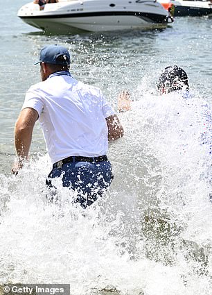 He then took a dip in Lake Tahoe