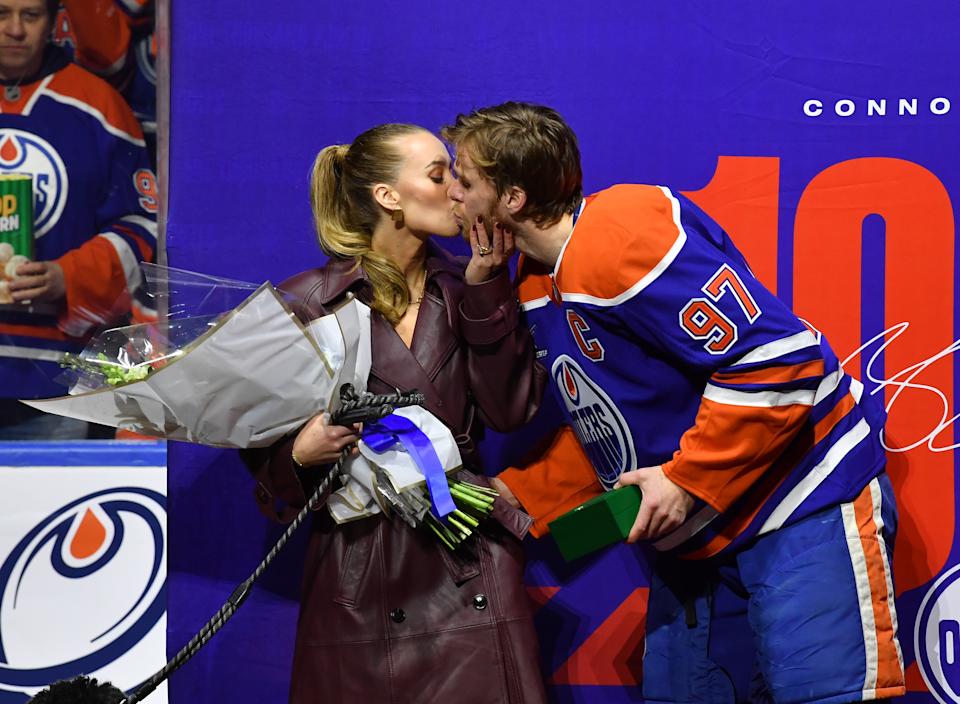 Lauren Kyle and Connor McDavid began dating  in 2016 and married in July 2024 (Photo by Andy Devlin/NHLI via Getty Images)