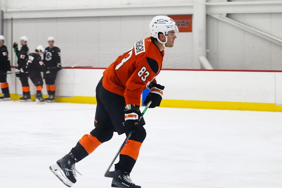 Philadelphia Flyers prospect Shane Vansaghi at Development Camp. (Megan DeRuchie-The Hockey News)