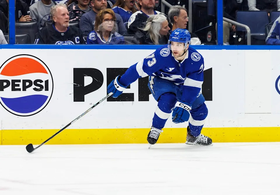 Conor Sheary of the Tampa Bay Lightning skates against the Ottawa Senators at Amalie Arena on February 6, 2025 in Tampa, Florida. NHLI via Getty Images