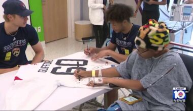 Florida Panthers prospects spend afternoon with patients at Joe DiMaggio Children’s Hospital