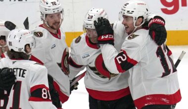 Pinto scores twice as Senators pounce on Penguins early in chippy 5-0 win
