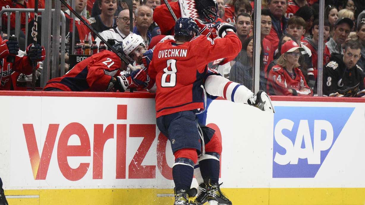Alex Ovechkin leads the Capitals into the second round against Carolina by scoring and hitting