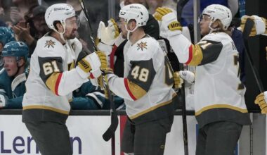 Stone leads Golden Knights past Sharks 4-2 for 3rd straight win