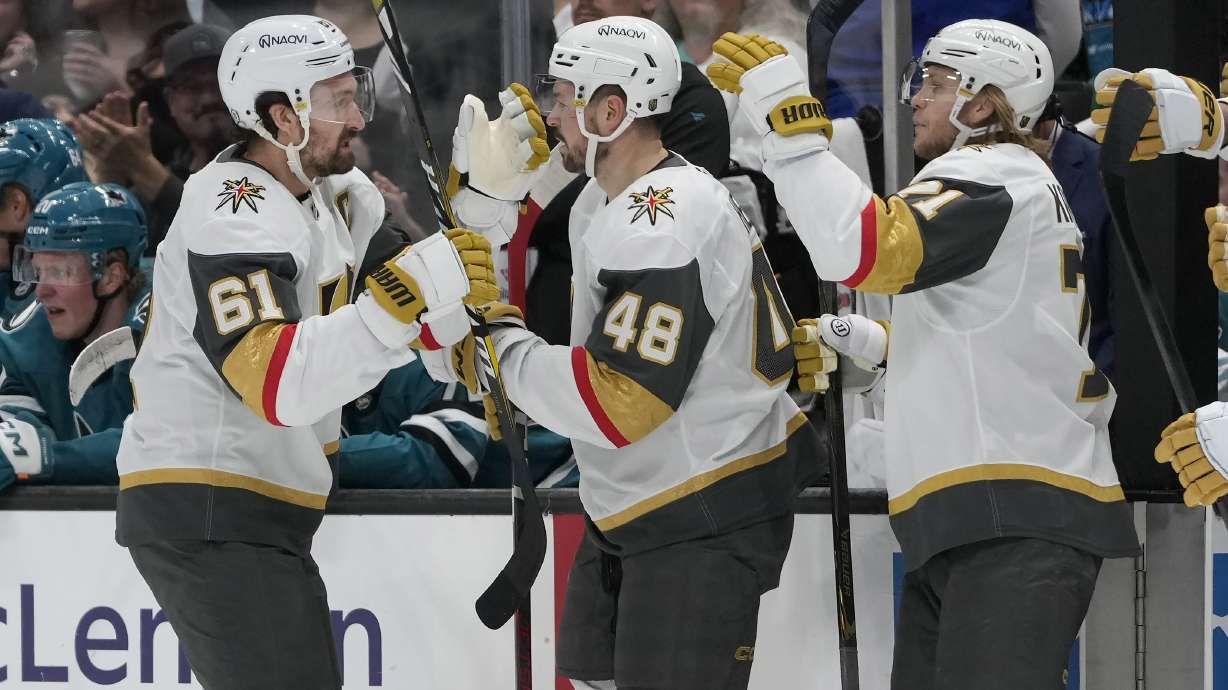 Stone leads Golden Knights past Sharks 4-2 for 3rd straight win