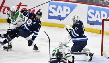 Hellebuyck and Jets back on road in NHL playoffs at Dallas; Florida seeks to get even vs. Toronto