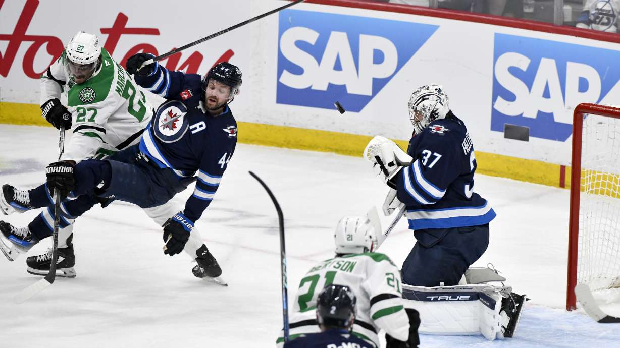 Hellebuyck and Jets back on road in NHL playoffs at Dallas; Florida seeks to get even vs. Toronto