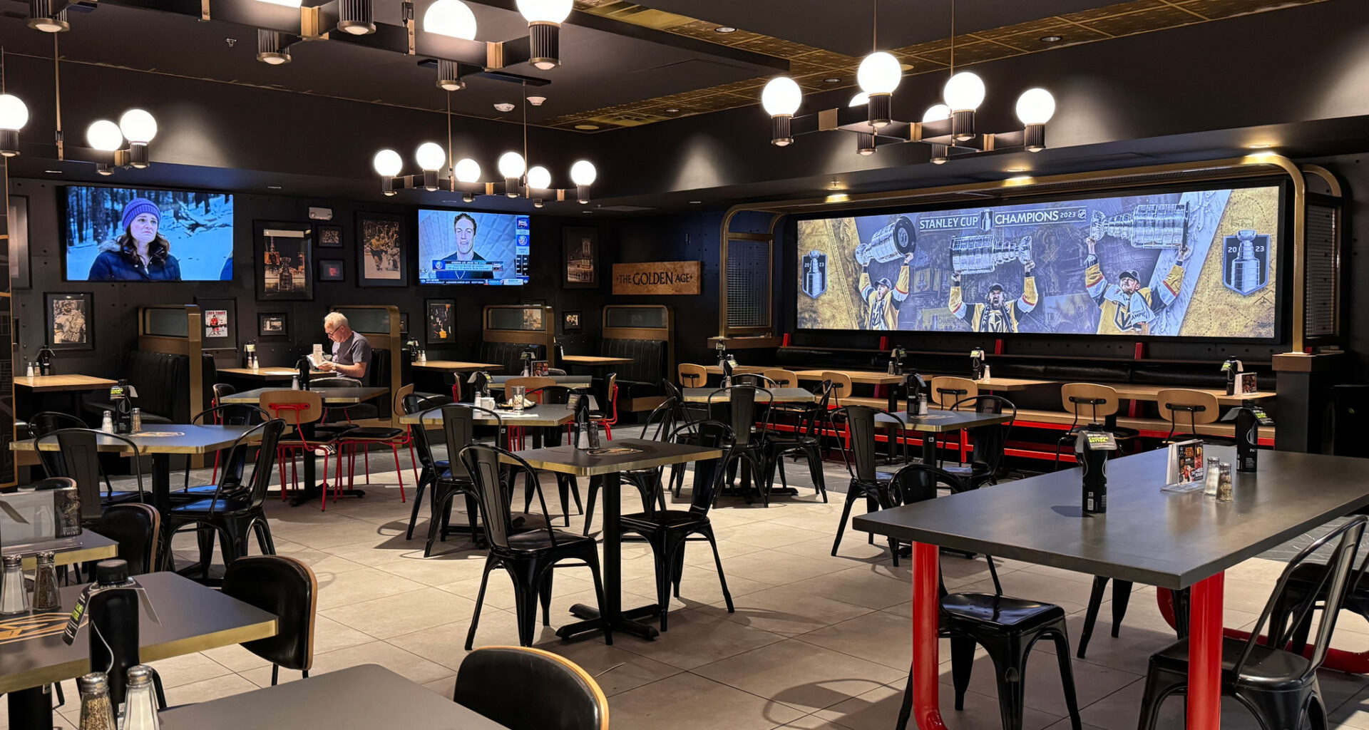 Vegas Golden Knights score an airport sports bar