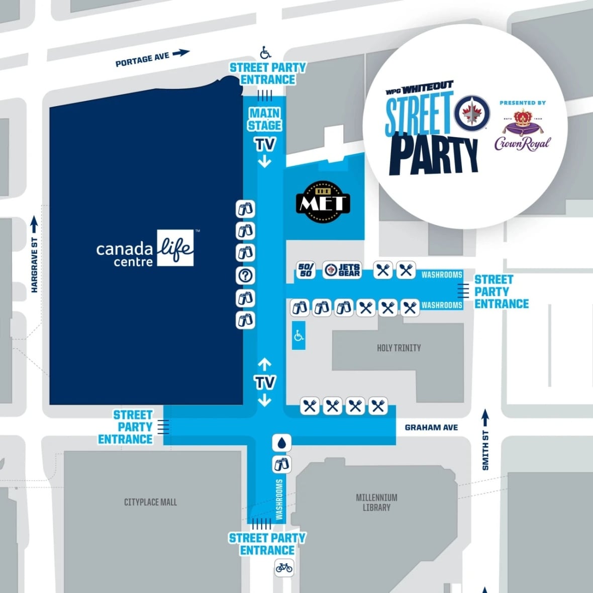 Map showing an area where a street party will be held