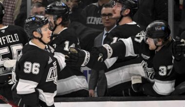 Andrei Kuzmenko gets 1st points for LA since trade, helps Kings pound streaking Hurricanes 7-2