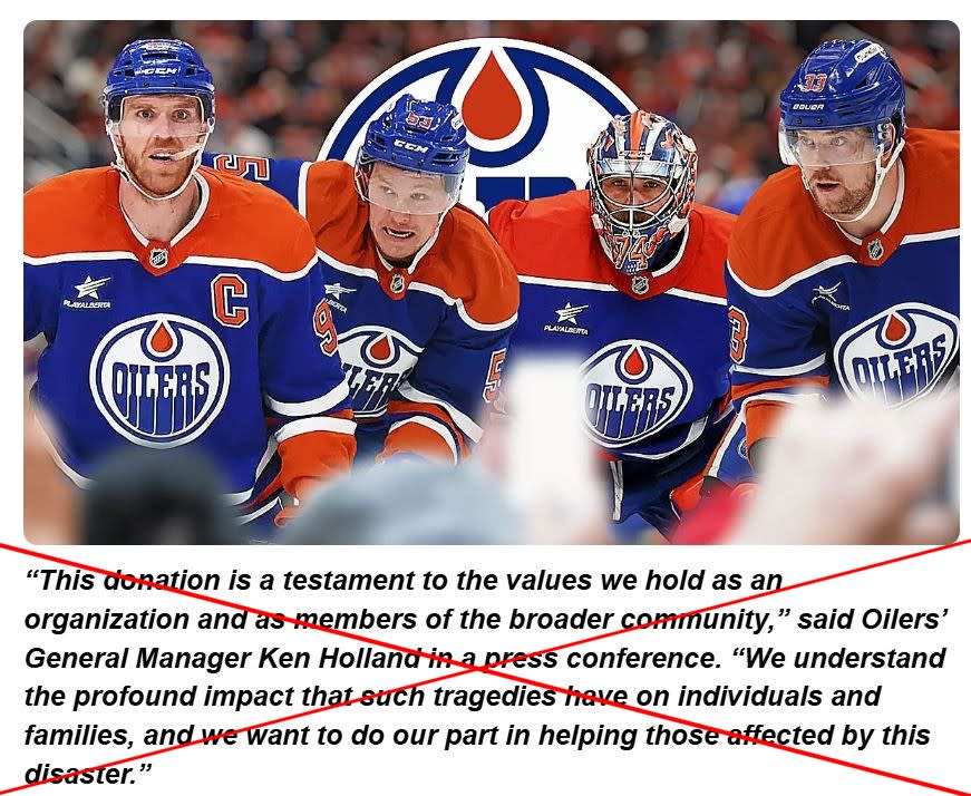 <span>Screenshot taken July 8, 2025 of the article featuring a fake quote from Ken Holland</span>