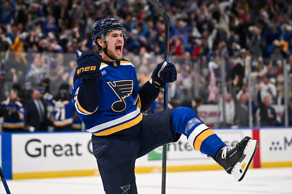 Alexey Toropchenko (pictured) and the St. Louis Blues will play six preseason games in 2025. (Connor Hamilton-Imagn Images)